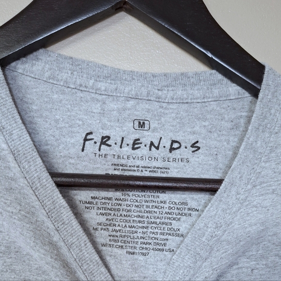 Ripple Junction Mens Womens FRIENDS TV Series Graphic T-Shirt Gray Unisex - Picture 4 of 9